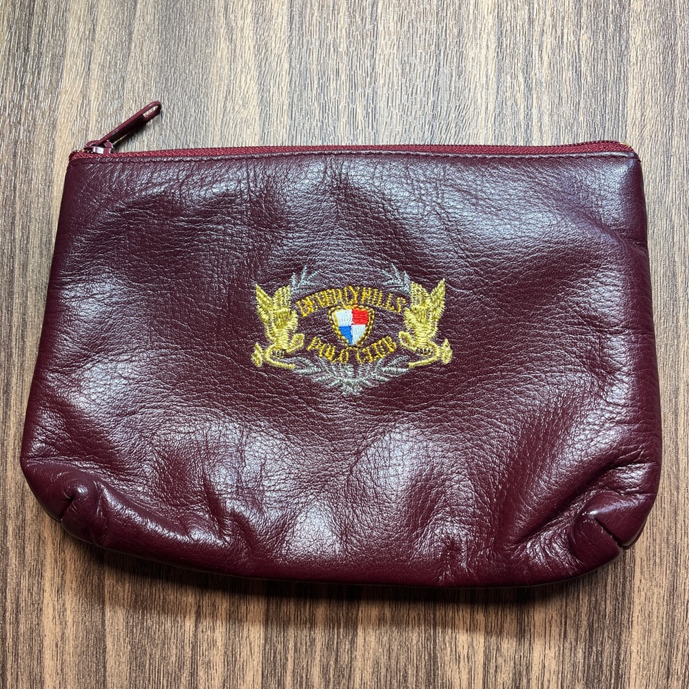 Vintage Burgundy Maroon Wine Colored Beverly Hills Polo Club Zip up pouch